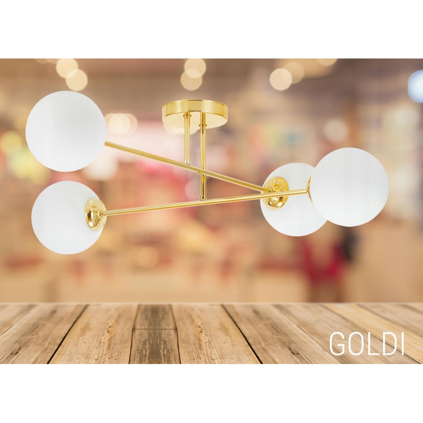 Lámpara colgante 4xE27/35W/230V diá. 70 cm dorado