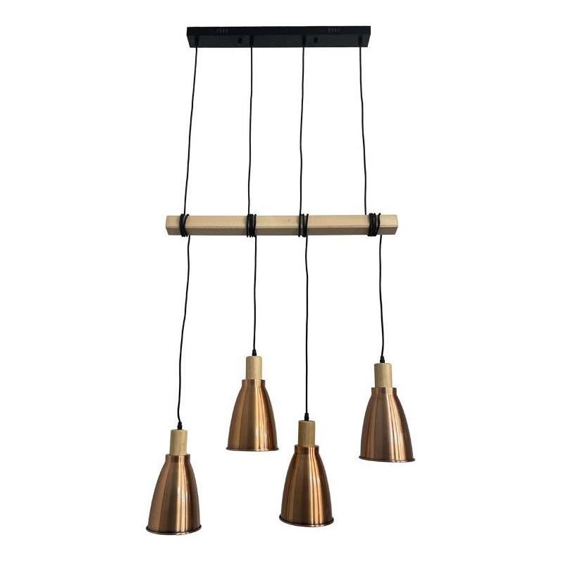 Lámpara colgante 4xE27/60W/230V cobre