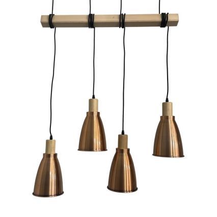 Lámpara colgante 4xE27/60W/230V cobre