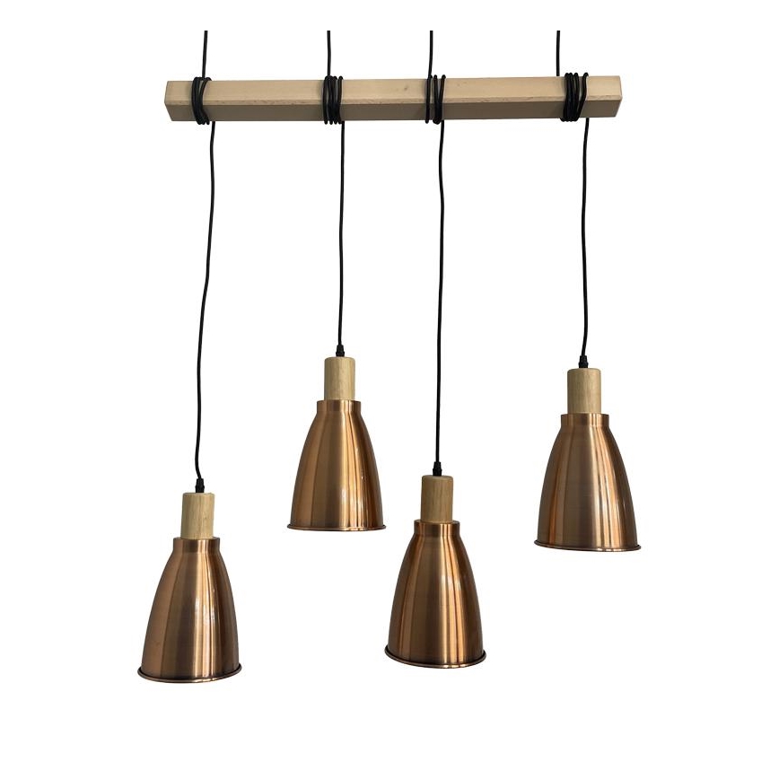 Lámpara colgante 4xE27/60W/230V cobre