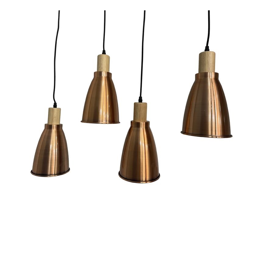 Lámpara colgante 4xE27/60W/230V cobre