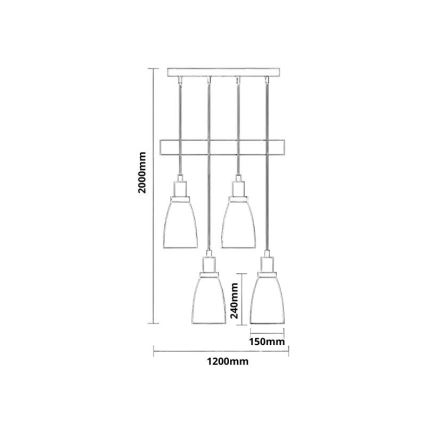 Lámpara colgante 4xE27/60W/230V cobre