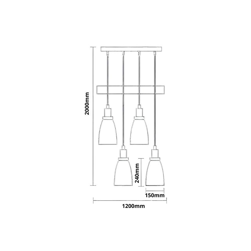Lámpara colgante 4xE27/60W/230V cobre