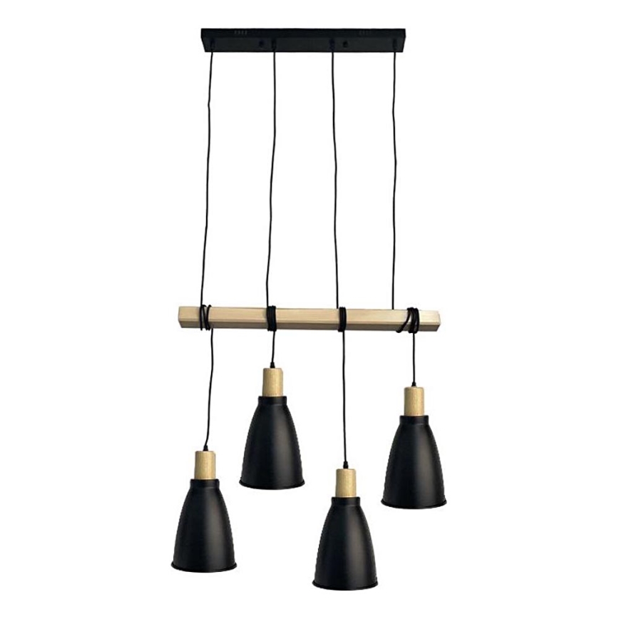 Lámpara colgante 4xE27/60W/230V negro