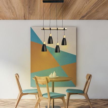 Lámpara colgante 4xE27/60W/230V negro
