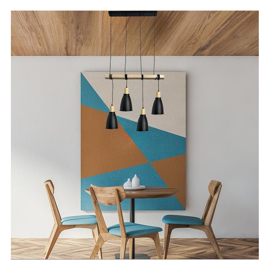 Lámpara colgante 4xE27/60W/230V negro