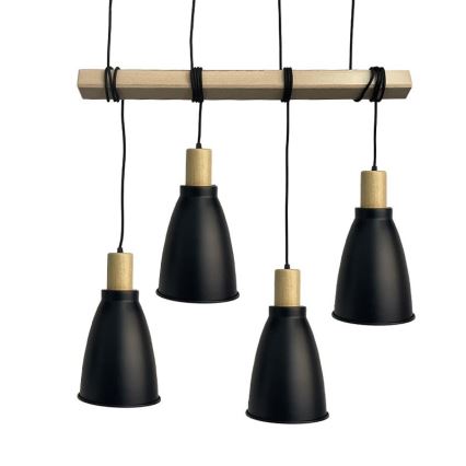Lámpara colgante 4xE27/60W/230V negro