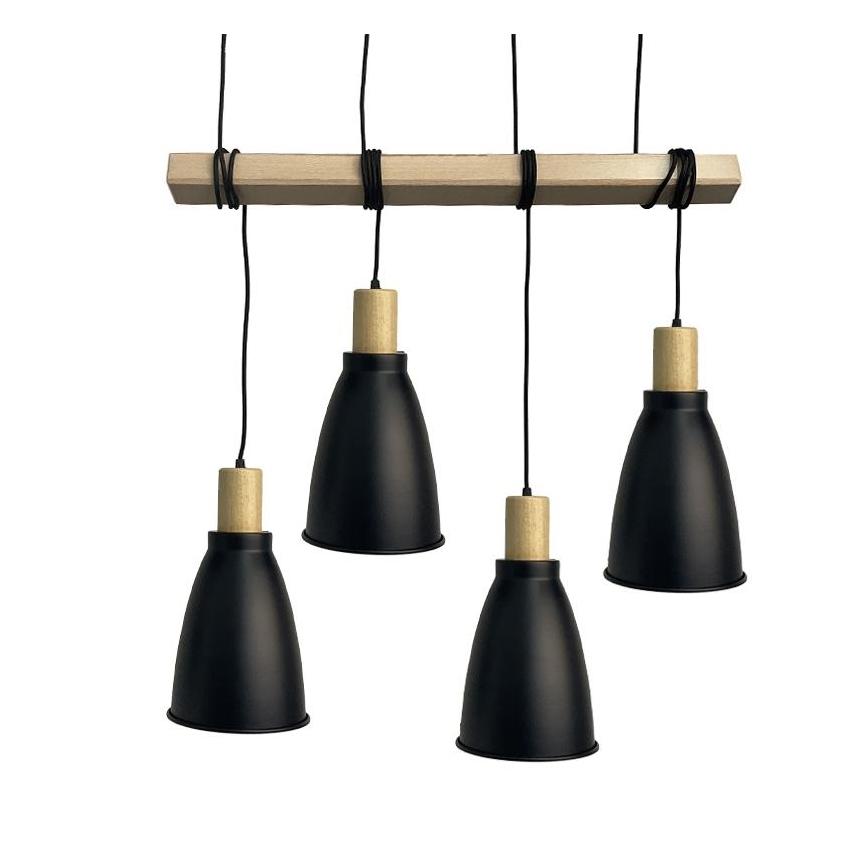 Lámpara colgante 4xE27/60W/230V negro