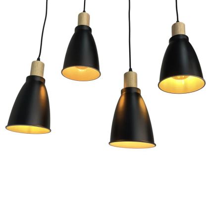 Lámpara colgante 4xE27/60W/230V negro