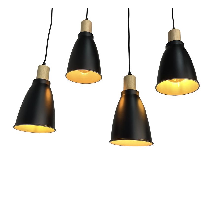 Lámpara colgante 4xE27/60W/230V negro