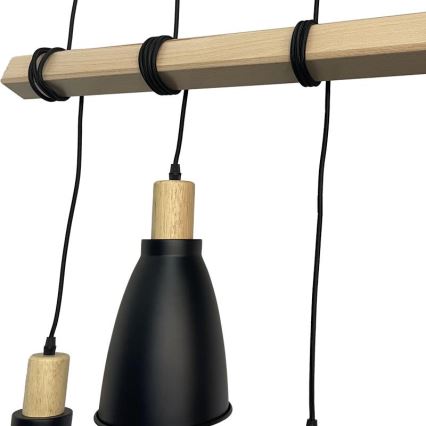 Lámpara colgante 4xE27/60W/230V negro