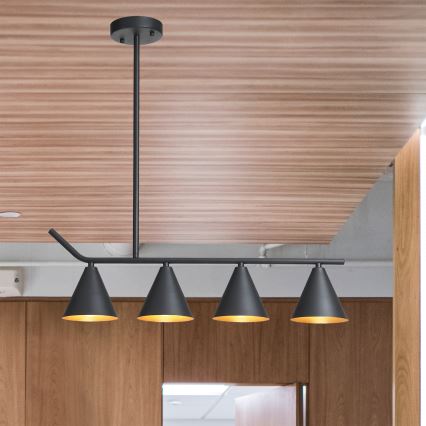 Lámpara colgante 4xΕ27/40W/230V negro