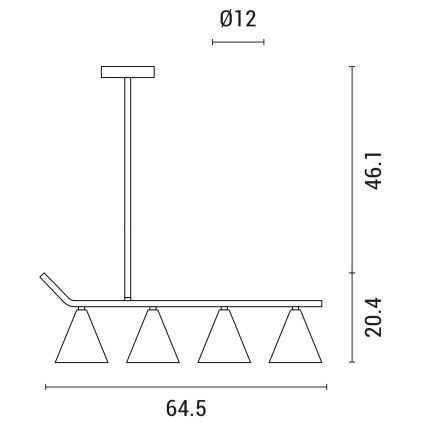 Lámpara colgante 4xΕ27/40W/230V negro