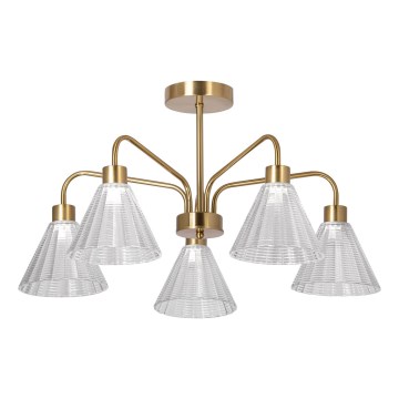 Lámpara colgante 5xE27/60W/230V dorado