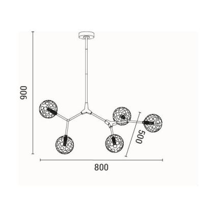 Lámpara colgante 5xG9/15W/230V gris