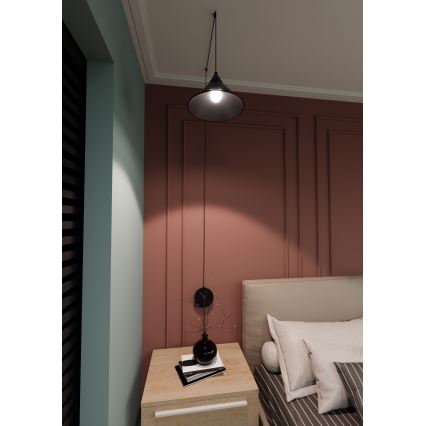 Lámpara colgante ABRAMO 1xE27/15W/230V negro