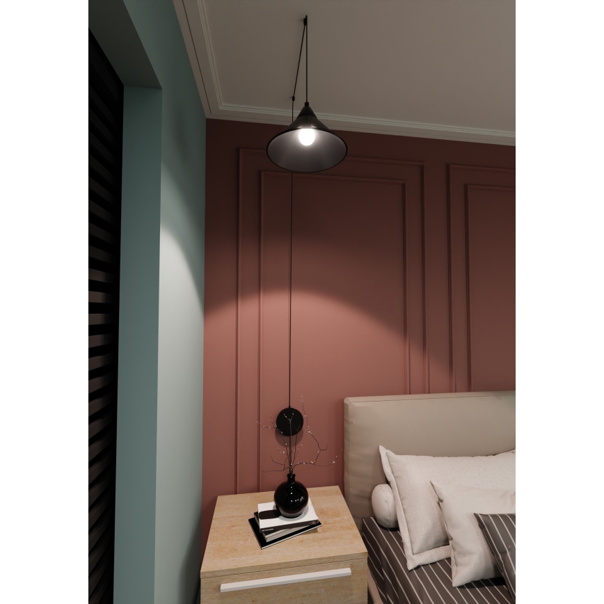 Lámpara colgante ABRAMO 1xE27/15W/230V negro