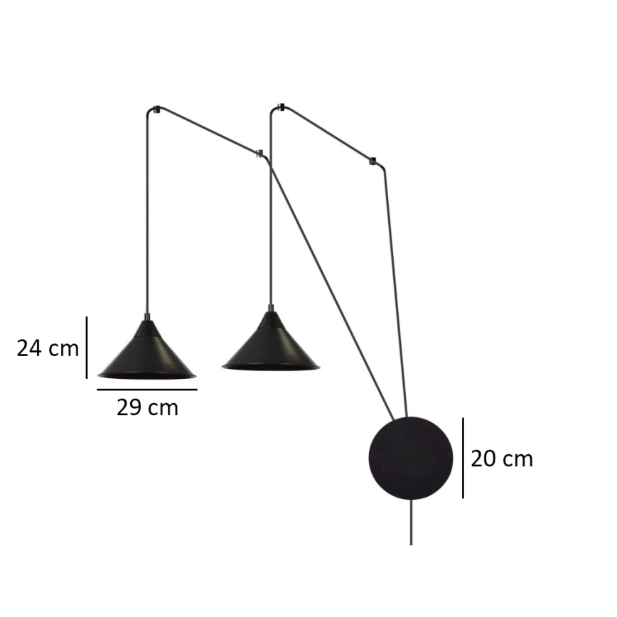 Lámpara colgante ABRAMO 2xE27/15W/230V negro