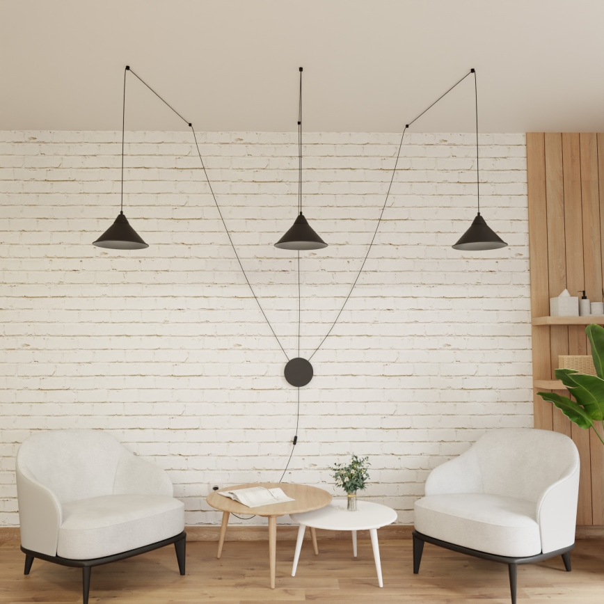 Lámpara colgante ABRAMO 3xE27/15W/230V negro