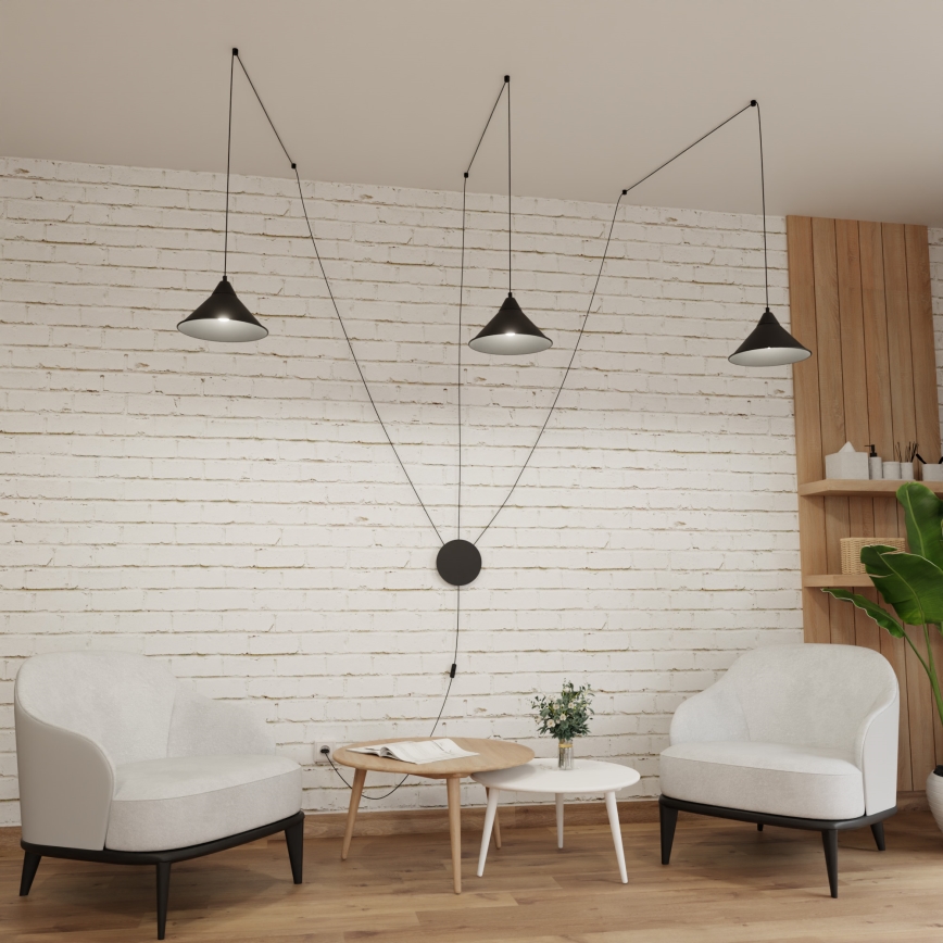 Lámpara colgante ABRAMO 3xE27/15W/230V negro