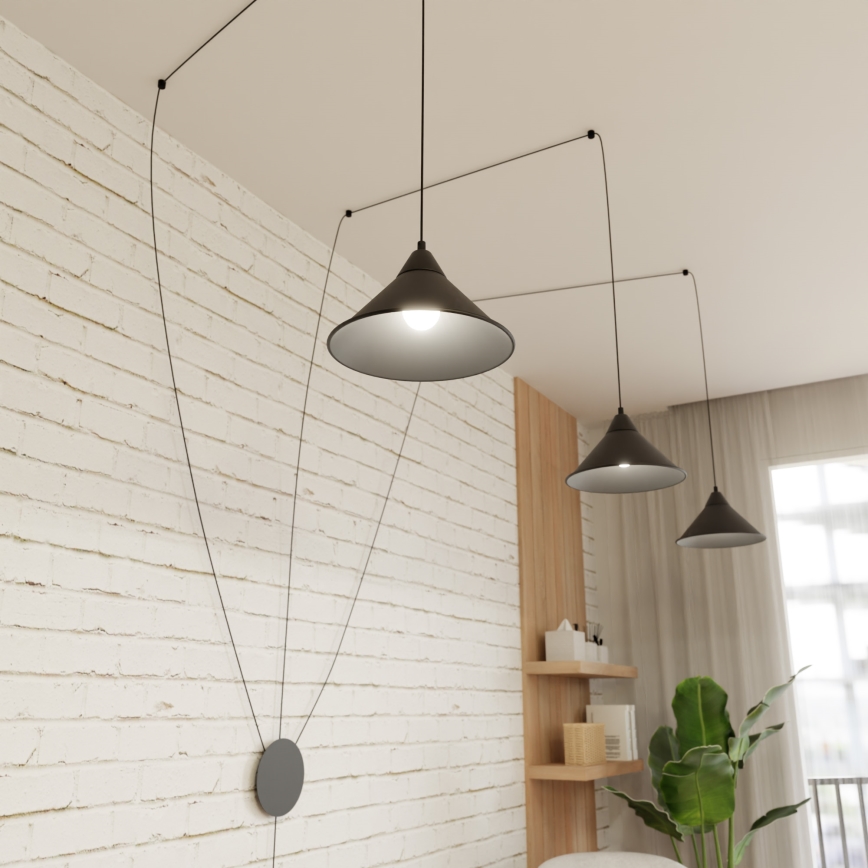 Lámpara colgante ABRAMO 3xE27/15W/230V negro