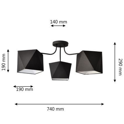 Lámpara colgante ADAMANT 3xE27/15W/230V negro