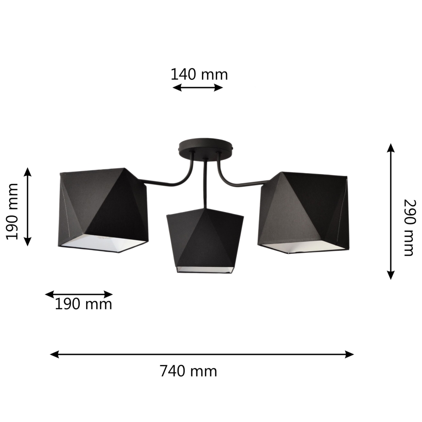 Lámpara colgante ADAMANT 3xE27/15W/230V negro
