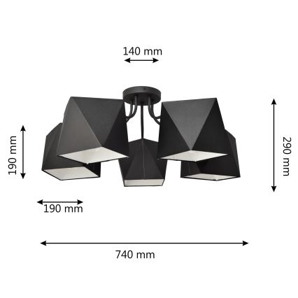 Lámpara colgante ADAMANT 5xE27/15W/230V negro