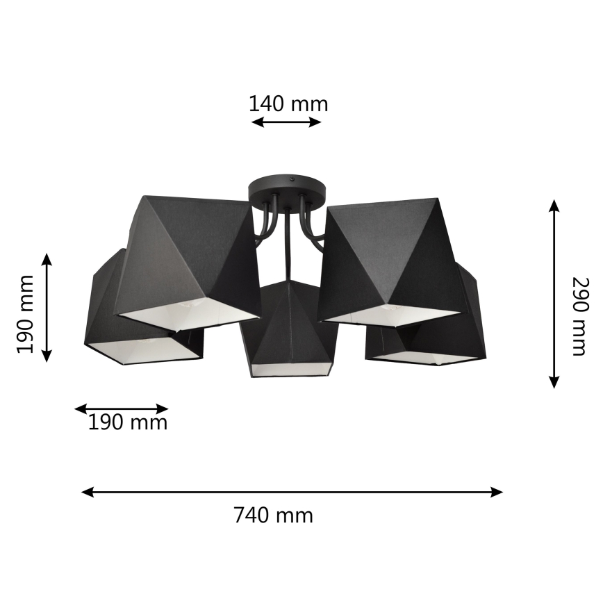 Lámpara colgante ADAMANT 5xE27/15W/230V negro
