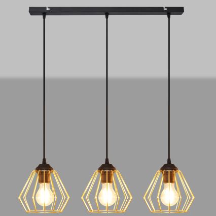 Lámpara colgante AGAT 3xE27/15W/230V dorado/negro