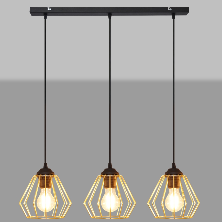Lámpara colgante AGAT 3xE27/15W/230V dorado/negro