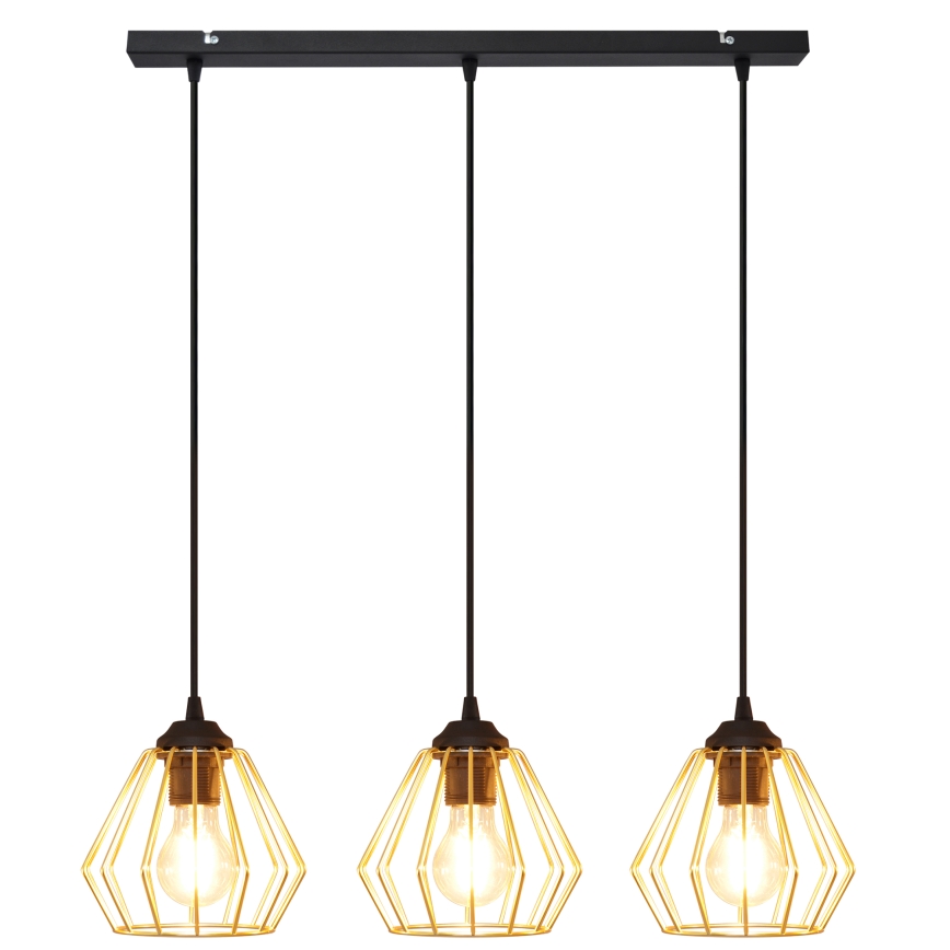 Lámpara colgante AGAT 3xE27/15W/230V dorado/negro
