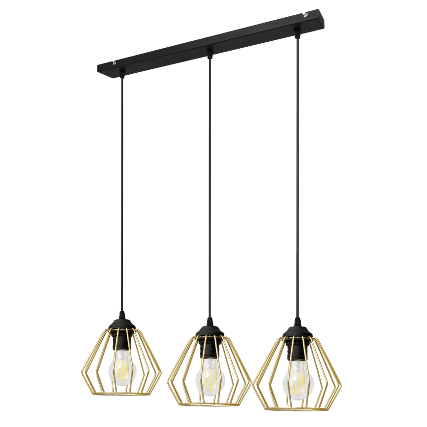 Lámpara colgante AGAT 3xE27/15W/230V dorado/negro