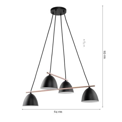 Lámpara colgante AIDA 4xE27/15W/230V