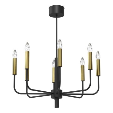 Lámpara colgante AKASYA 8xE14/15W/230V negro/dorado
