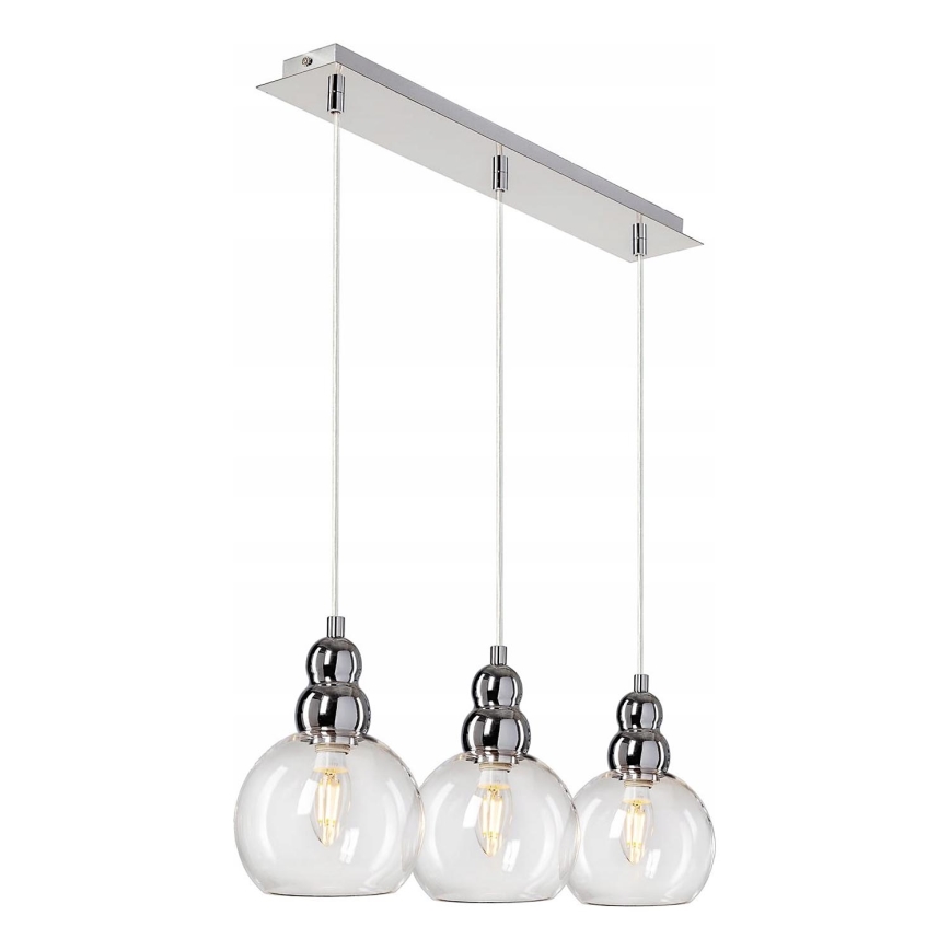 Lámpara colgante AKSO 3xE14/40W/230V plata