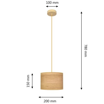 Lámpara colgante ALBA 1xE27/15W/230V diá. 20 cm marrón