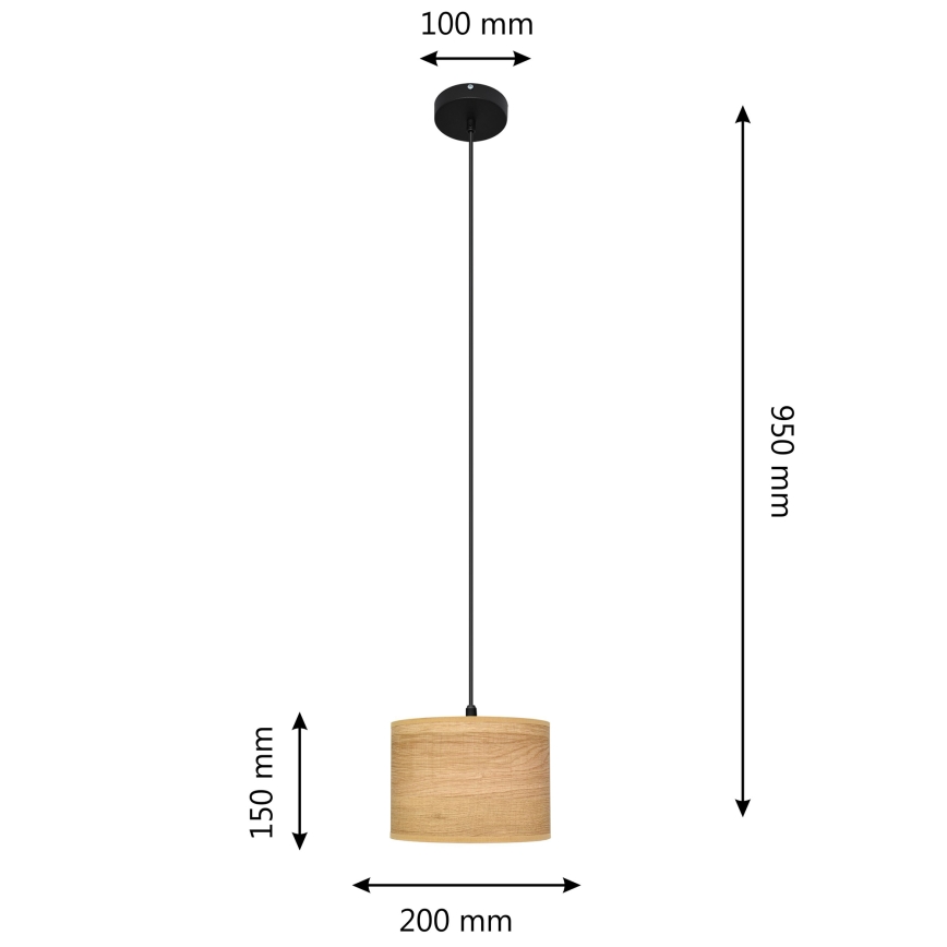 Lámpara colgante ALBA 1xE27/15W/230V diá. 20 cm marrón/negro