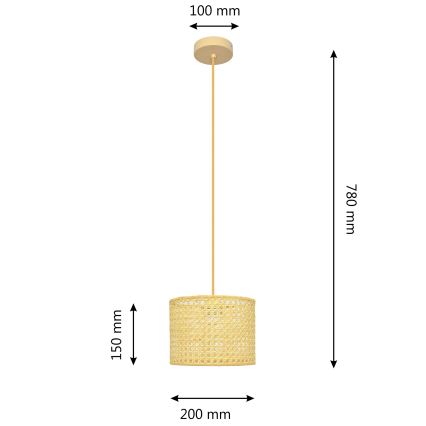 Lámpara colgante ALBA 1xE27/15W/230V diá. 20 cm ratán