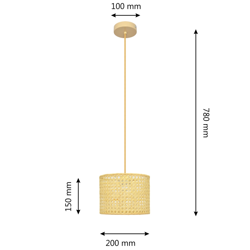 Lámpara colgante ALBA 1xE27/15W/230V diá. 20 cm ratán