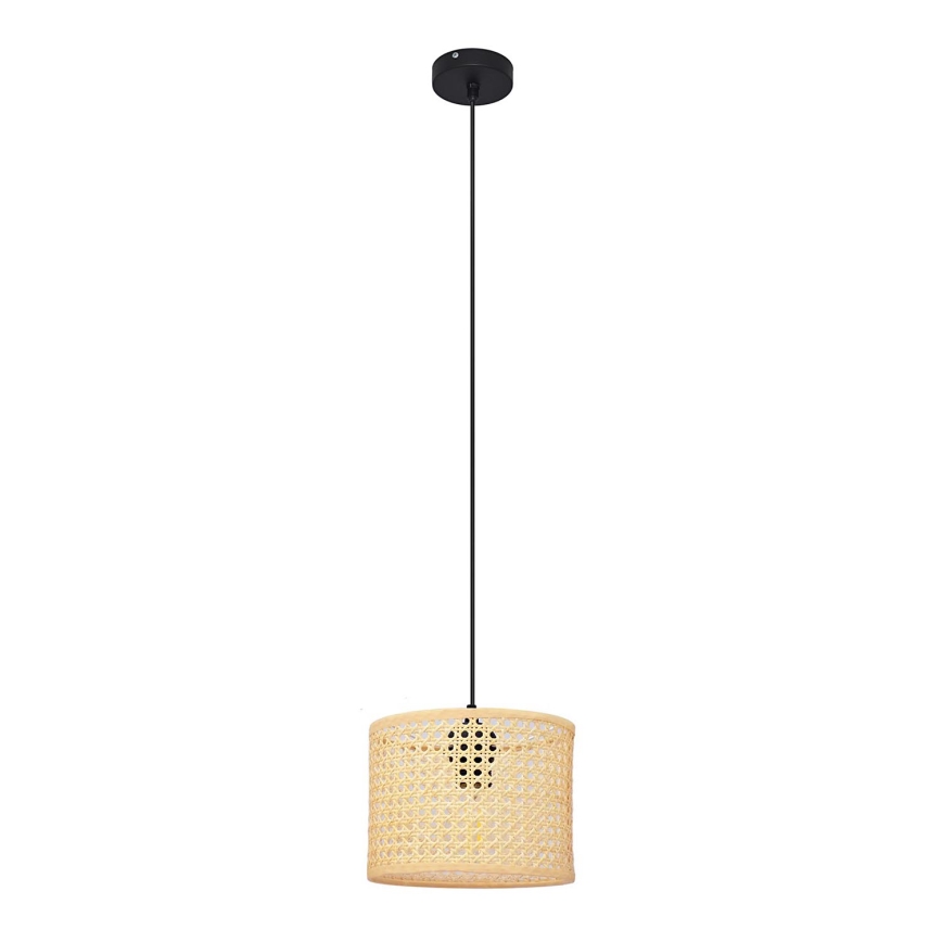 Lámpara colgante ALBA 1xE27/15W/230V diá. 20 cm ratán/negro