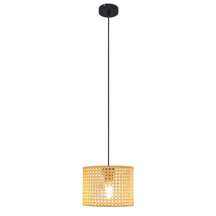 Lámpara colgante ALBA 1xE27/15W/230V diá. 20 cm ratán/negro