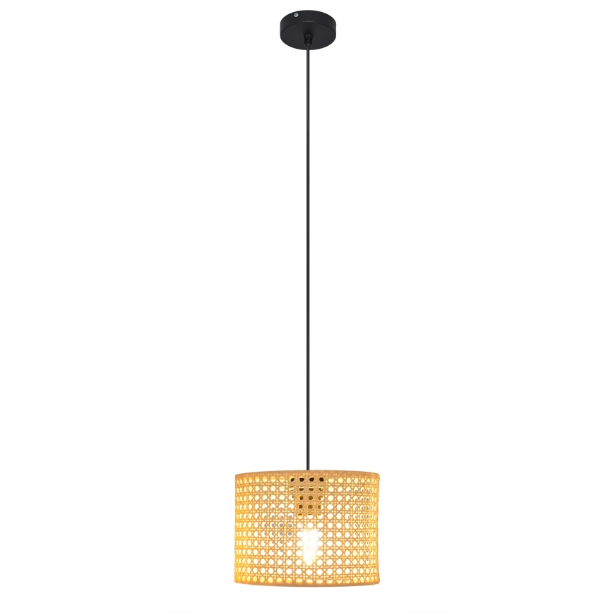 Lámpara colgante ALBA 1xE27/15W/230V diá. 20 cm ratán/negro