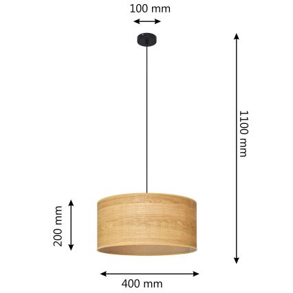Lámpara colgante ALBA 1xE27/15W/230V diá. 40 cm marrón/negro