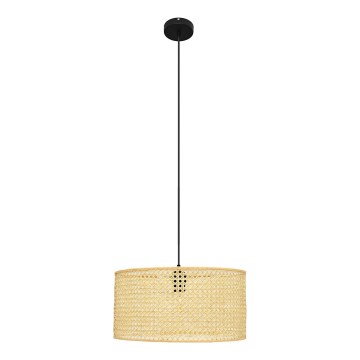 Lámpara colgante ALBA 1xE27/15W/230V diá. 40 cm ratán/negro