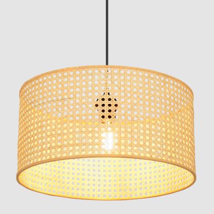 Lámpara colgante ALBA 1xE27/15W/230V diá. 40 cm ratán/negro