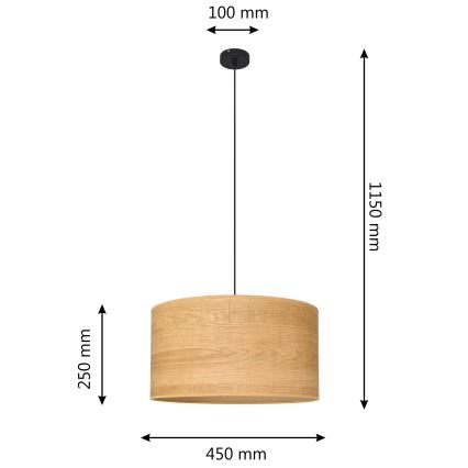 Lámpara colgante ALBA 1xE27/15W/230V diá. 45 cm marrón/negro