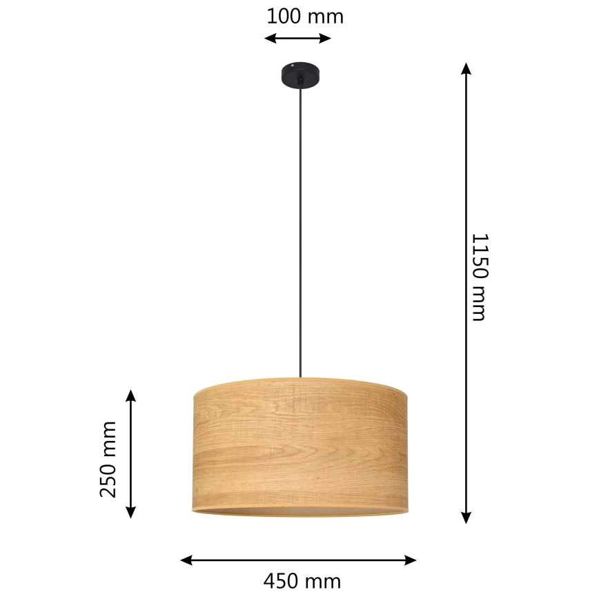Lámpara colgante ALBA 1xE27/15W/230V diá. 45 cm marrón/negro