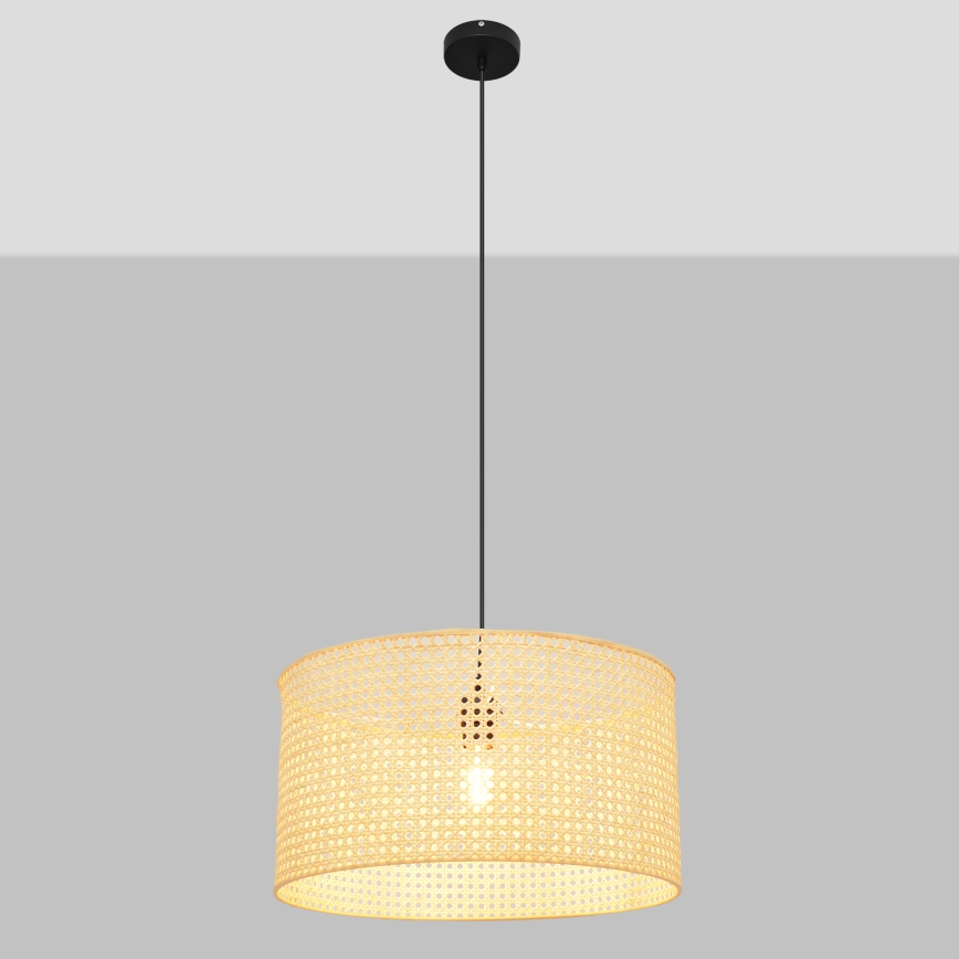 Lámpara colgante ALBA 1xE27/15W/230V diá. 45 cm ratán/negro