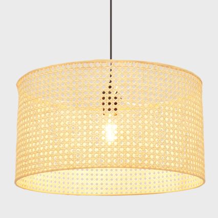 Lámpara colgante ALBA 1xE27/15W/230V diá. 45 cm ratán/negro